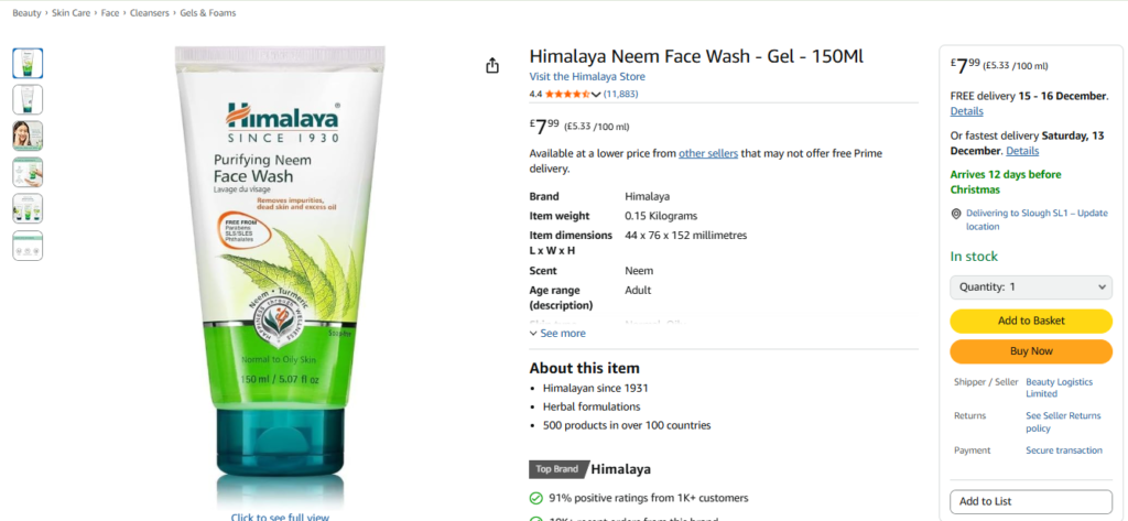Himalaya Neem Purifying Face Wash Product Info and Reviews Amazon